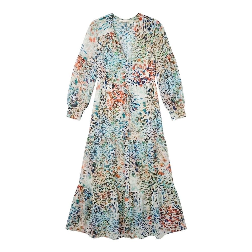 Marie Oliver Confetti Floral Silk Maxi Dress Size XS